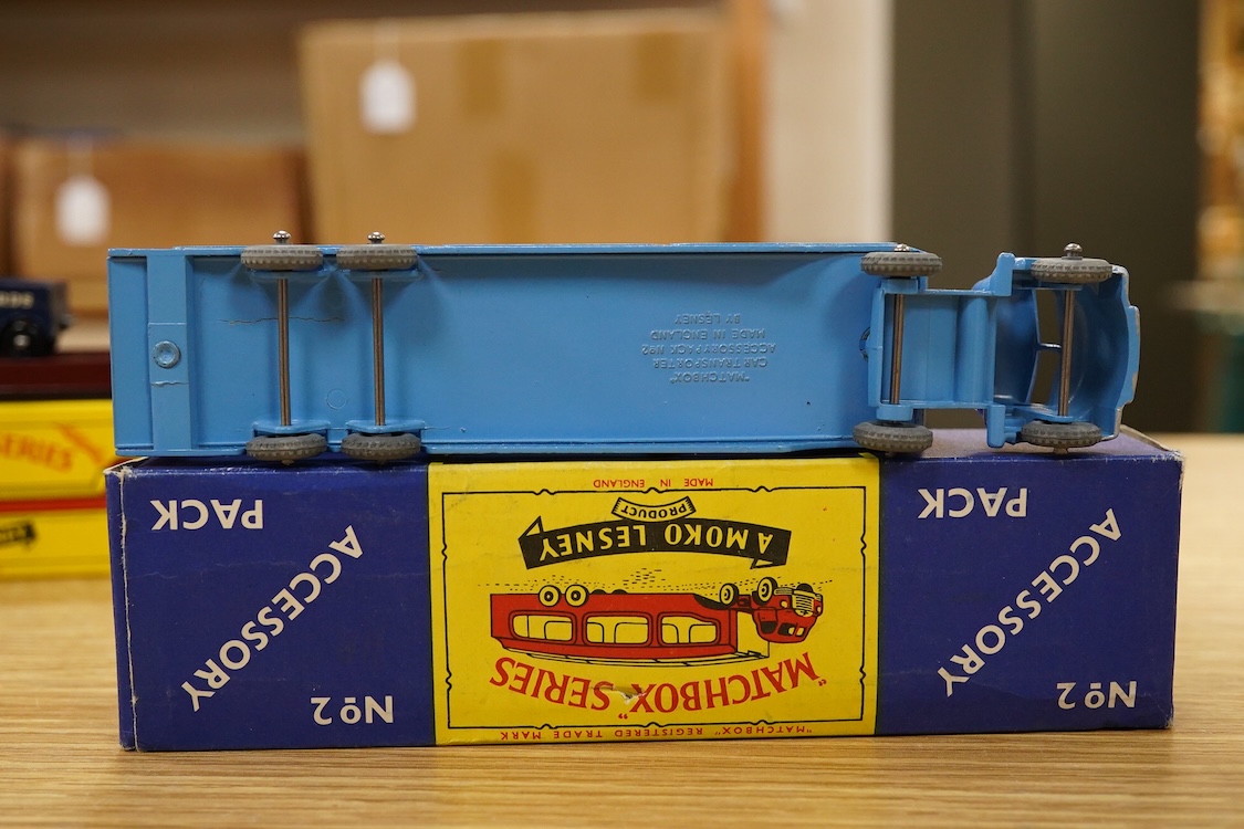 Fourteen Matchbox Series and early boxed Models of Yesteryear, including three Major Packs; No.1; Caterpillar Earthmover, No.3; Mighty Antar tank transporter and Centurion tank, No.6; Scammell transporter, together with